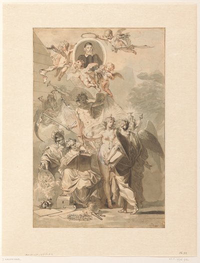 Frontispiz-Entwurf für Edward Simson, Chronicon Catholicon von Jan Wandelaar