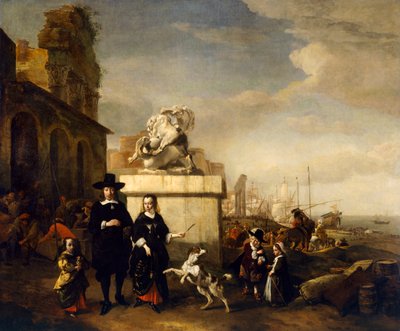 Der Maler und seine Familie mit römischen Ruinen von Jan Baptist Weenix