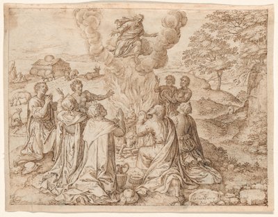 Noahs Opfer, Platte IX aus Die Schöpfung und frühe Geschichte der Menschheit von Jan Wierix