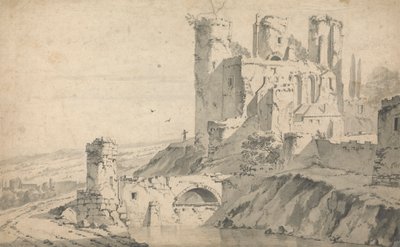 Ruine eines Schlosses an einem Fluss von Jan Wyck