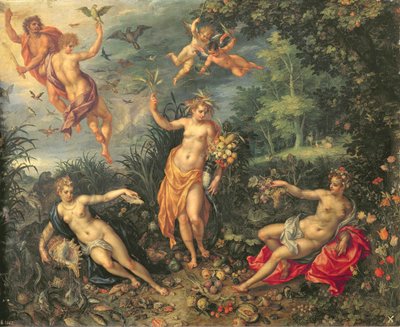 Überfluss und die vier Elemente, um 1606 von Jan and Clerk, H. Brueghel