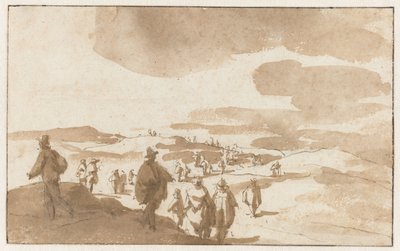 Zwei Skizzen von Figuren in den Dünen bei Scheveningen von Jan de Bisschop