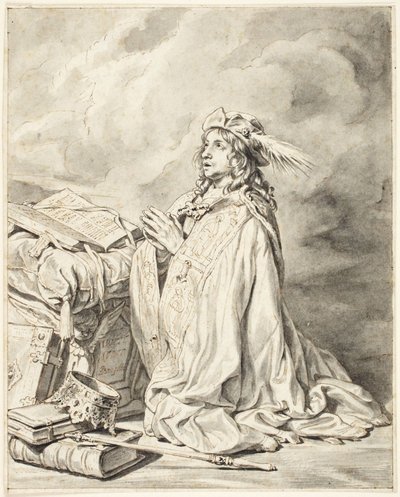 König David im Gebet kniend von Jan de Bray