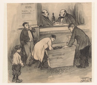 Vor Restaurant Royal - Den Haag, Februar 1896 von Jan de Waardt (signed by artist)