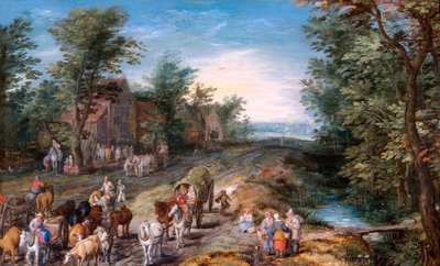 Straßenszene mit Reisenden und Vieh, c.1611 von Jan the Elder Brueghel