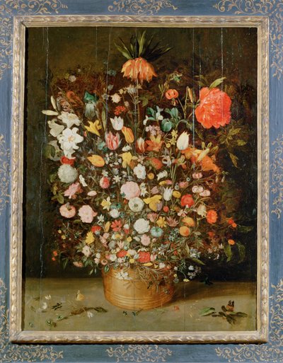Stillleben: Ein Blumenstrauß in einer Holzvase von Jan the Younger Brueghel