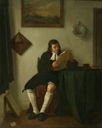 Innenraum mit einem lesenden Mann von Jan the Younger Ekels