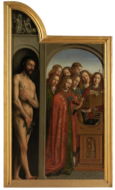 Adam und singende Engel von Jan van (after) Eyck