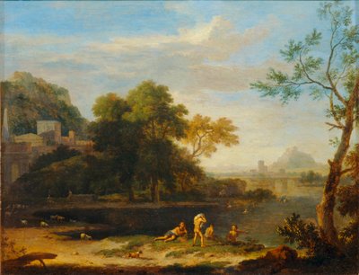 Landschaft mit Badenden von Jan van (follower of) Huysum