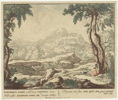 Landschaft mit zwei Hirten bei einem Baum von Jan van Call (I)