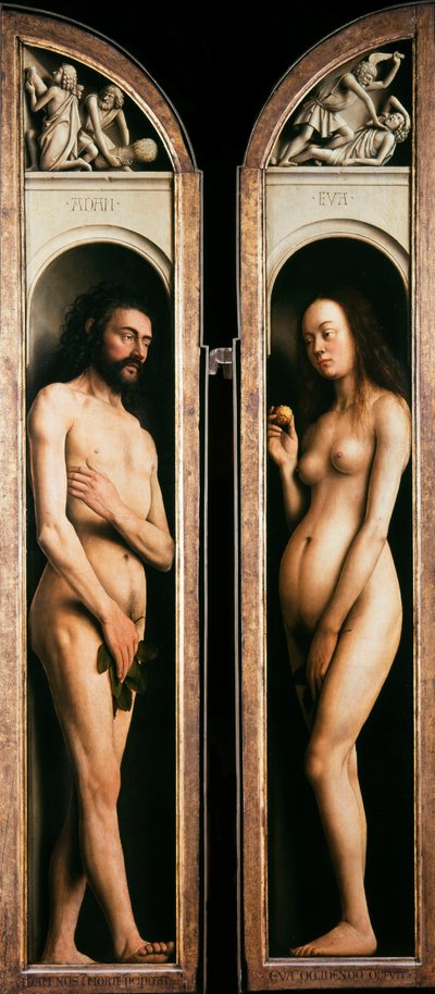 Der Genter Altar. Anbetung des mystischen Lammes: Adam und Eva von Jan van Eyck