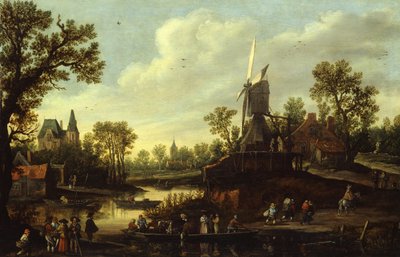 Flusslandschaft mit Fähre von Jan van Goyen