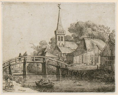 Holzbrücke, Blatt 4 der Folge "Verschiedene Landschaften" von Jan van Goyen