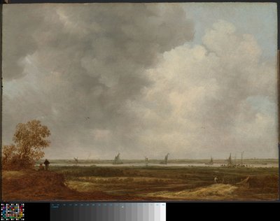 Panoramablick auf einen Fluss mit tief liegenden Wiesen von Jan van Goyen