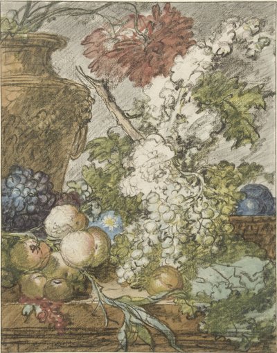 Skizze für ein Stillleben mit Früchten und Blumen von Jan van Huysum