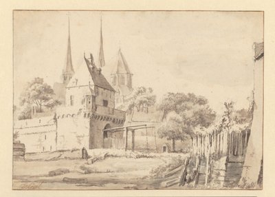 Ansicht des Bergpoort und der Bergkerk in Deventer von Jan van Kessel