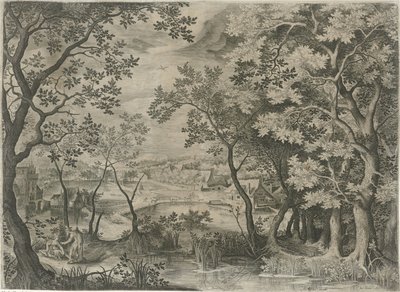 Landschaft mit Juda und Tamar von Jan van Londerseel