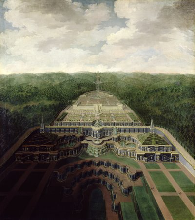 Blick auf die Karlsberg-Anlage von den Kaskaden und Gärten zum Oktogon, nach 1716 von Jan van Nickelen