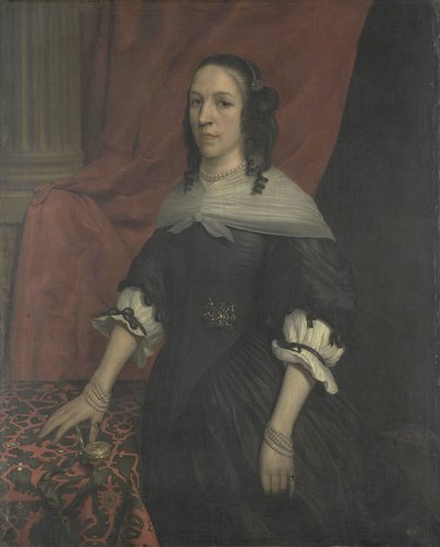 Porträt einer Frau, möglicherweise Anna van Bourgondië, Gründerin von Slot Windenburg op Dryschor (Schouwen) und Ehefrau von Adolf van Kleef von Jan van Rossum