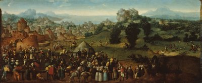 Landschaft mit Turnier und Jägern von Jan van Scorel