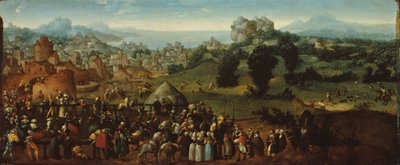 Landschaft mit Turnier und Jägern von Jan van Scorel
