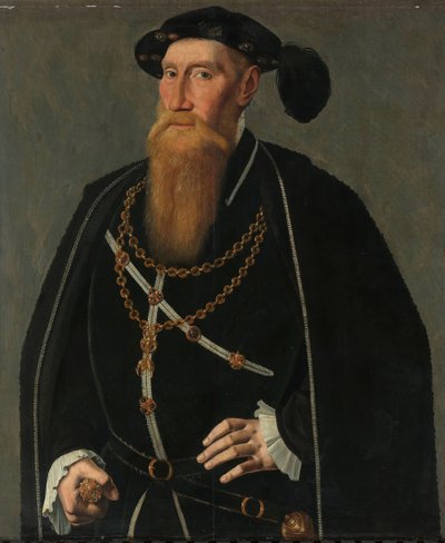 Porträt von Reinoud III. von Brederode (1493-1556), Herr von Vianen. Diakon im Orden vom Goldenen Vlies, Berater und Kämmerer von Karl V. von Jan van Scorel