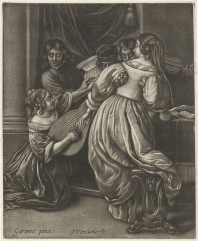 Musizierende Gesellschaft um einen Tisch von Jan van Somer