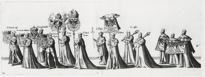 Kaiserliche Waffen bei der Trauerprozession von Kaiser Karl V., 1559 von Jan van and Doetechum Doetechum the elder