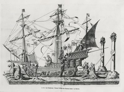 Triumphales Schiff bei der Trauerprozession von Kaiser Karl V., 1559 von Jan van and Doetechum Doetechum the elder