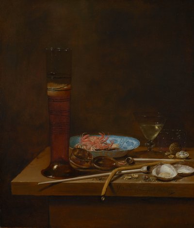 Stillleben mit Rauchutensilien und Krabben, 1657 von Jan van de III Velde