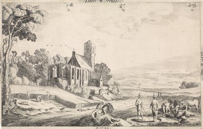 Landschaft mit Getreideernte von Jan van de Velde (II)