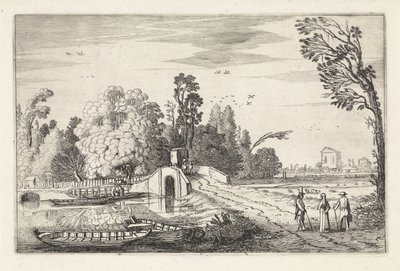 Flusslandschaft mit einer Steinbrücke von Jan van de Velde (II)