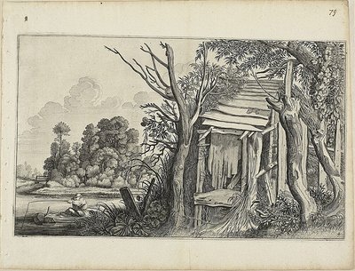 Verfallene Hütte, Platte 4 aus Landschaften von Jan van de Velde II