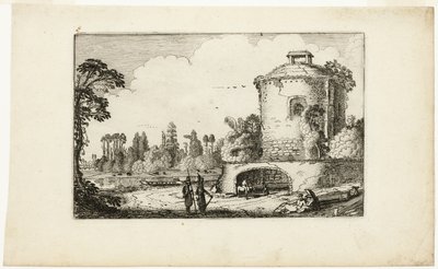Landschaft mit einem runden Turm von Jan van de Velde II