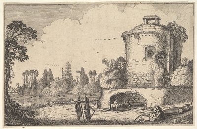 Landschaft mit einem runden Turm von Jan van de Velde II