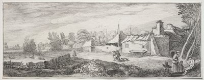 Einige angenehme Landschaften und Ruinen antiker Monumente: Verfallener Bauernhof von Jan van de Velde II