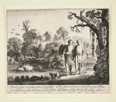 Tobias und der Engel, mit dem Fisch aus der Geschichte von Tobias von Jan van de Velde II