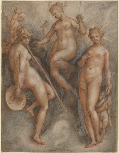 Drei Göttinnen: Minerva, Juno und Venus, ca. 1587 von Jan van der Straet