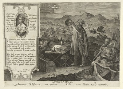 Amerigo Vespucci entdeckt das Kreuz des Südens mit einem Astrolabium, aus Nova Reperta, veröffentlicht 1600 von Jan van der Straet