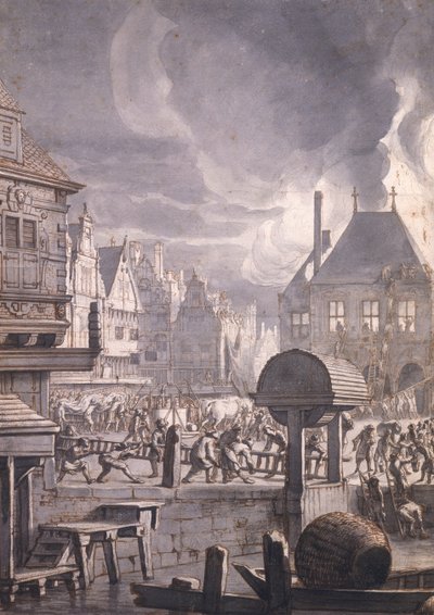 Brand im Alten Rathaus in Amsterdam, 17. Juli 1652 von Jan van der Heyden