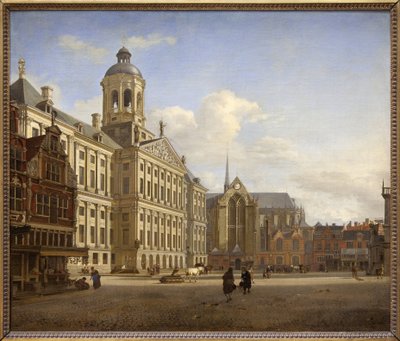 Der Damm mit dem neuen Rathaus in Amsterdam von Jan van der Heyden
