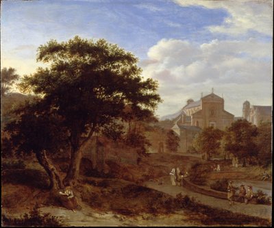 Zwei Kirchen und eine Stadtmauer von Jan van der Heyden