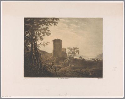 Italienische Landschaft mit Ochsenkarren von Jan van der Kaa