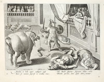 Hannibal lässt besiegte Römer gegeneinander kämpfen, Illustration aus 