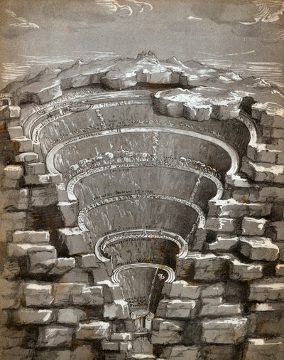 Karte der Hölle, Illustration aus Dantes Inferno, 1587 von Jan van der Straet