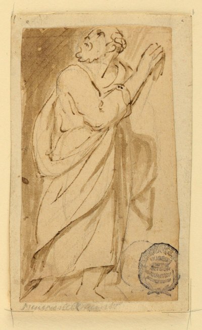 Seite eines Zeichenbuchs; Älterer Mann in klassischer Kleidung von Jan van der Straet, called Stradanus