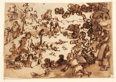 Skizzenbuchseite mit Vogelköder von Jan van der Straet, called Stradanus