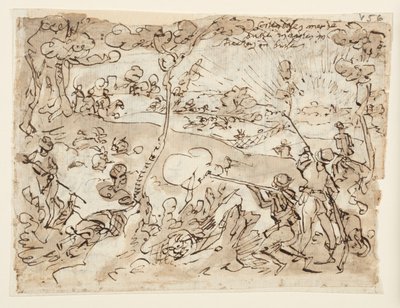 Skizzenbuchseite mit Kaninchenjagd von Jan van der Straet, called Stradanus