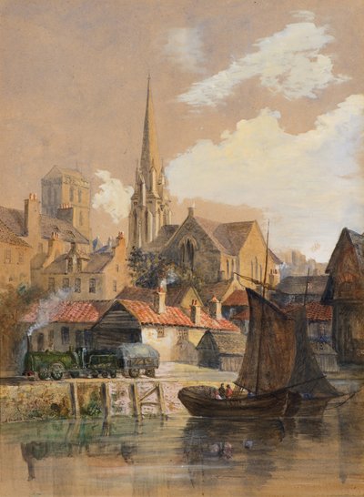 Ansicht von Dundee vom Ufer aus mit Turm der (freien) St. Paul