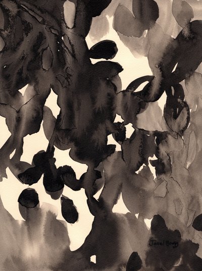 Blätter abstrakt in Tinte, ca. 2019 von Janel Bragg